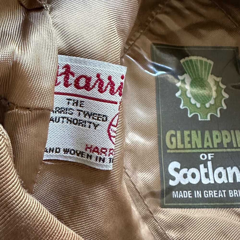 HARRIS TWEED Vintage Brown Herringbone Flat Cap - L - Picture 2 of 4